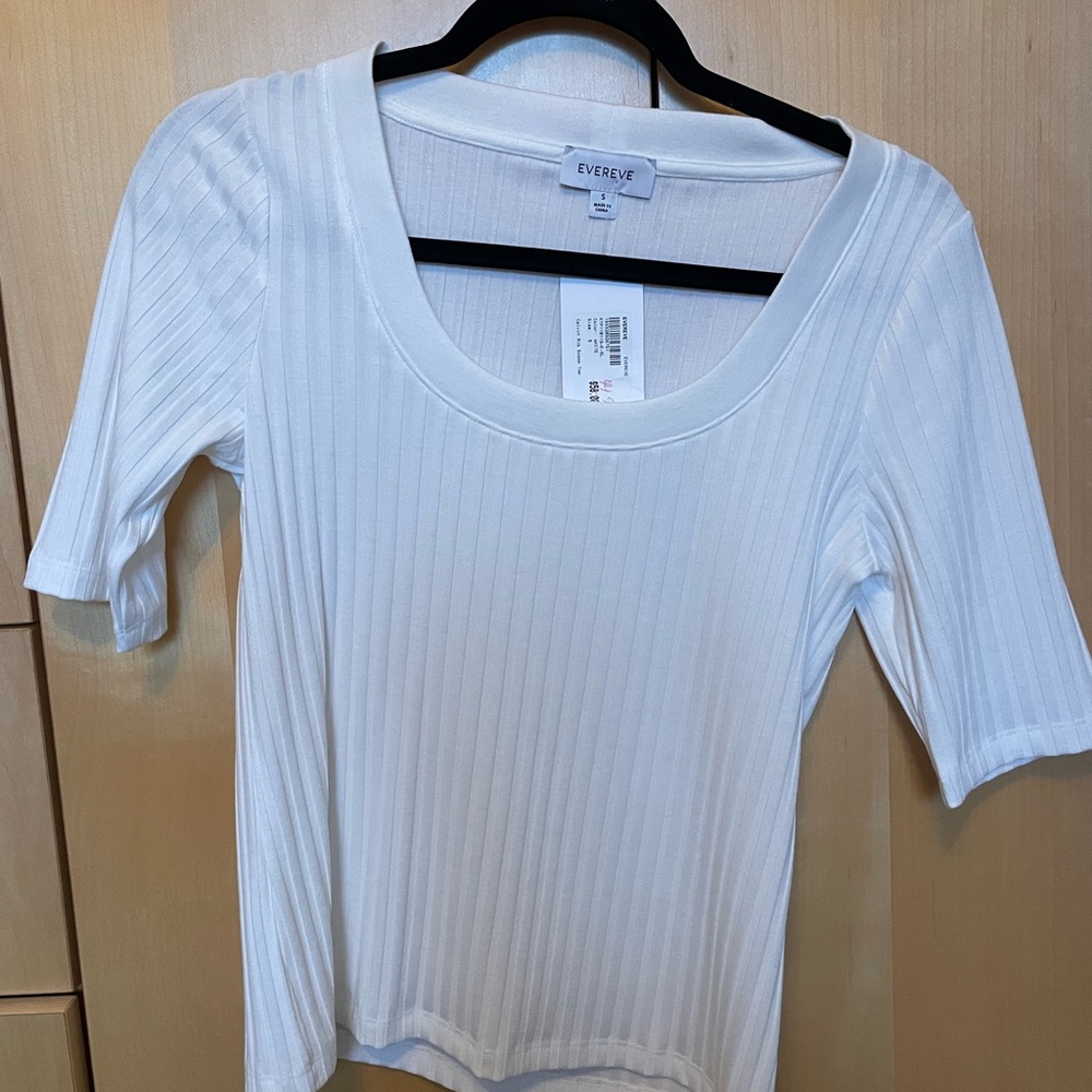 Evereve White Ribbed Women's Top